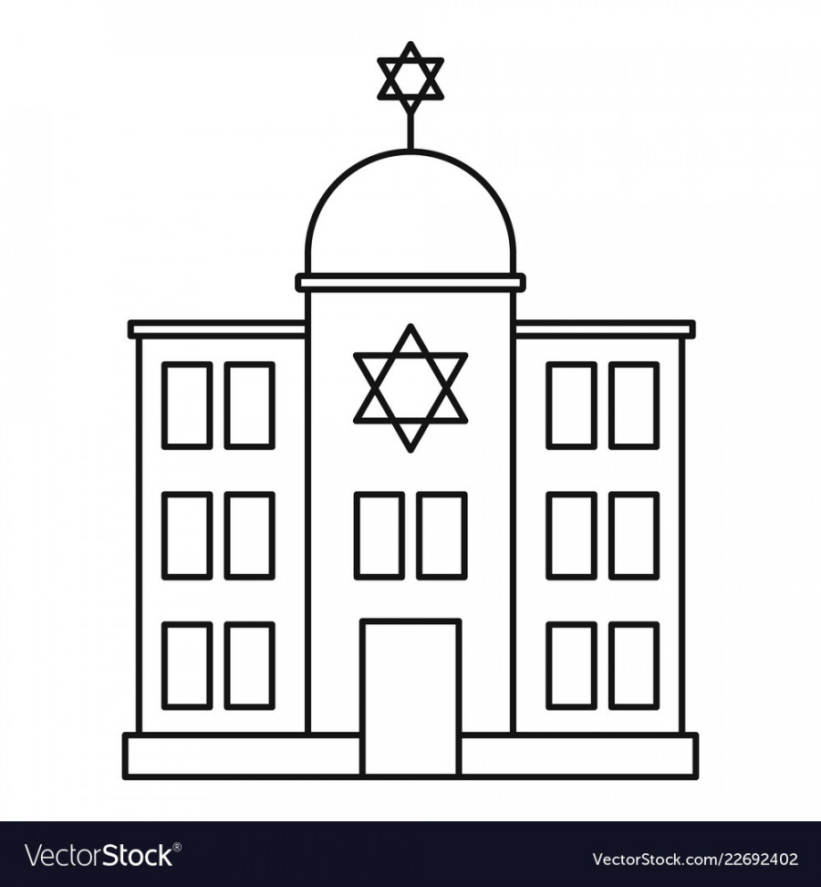 Jewish synagogue icon outline style Royalty Free Vector