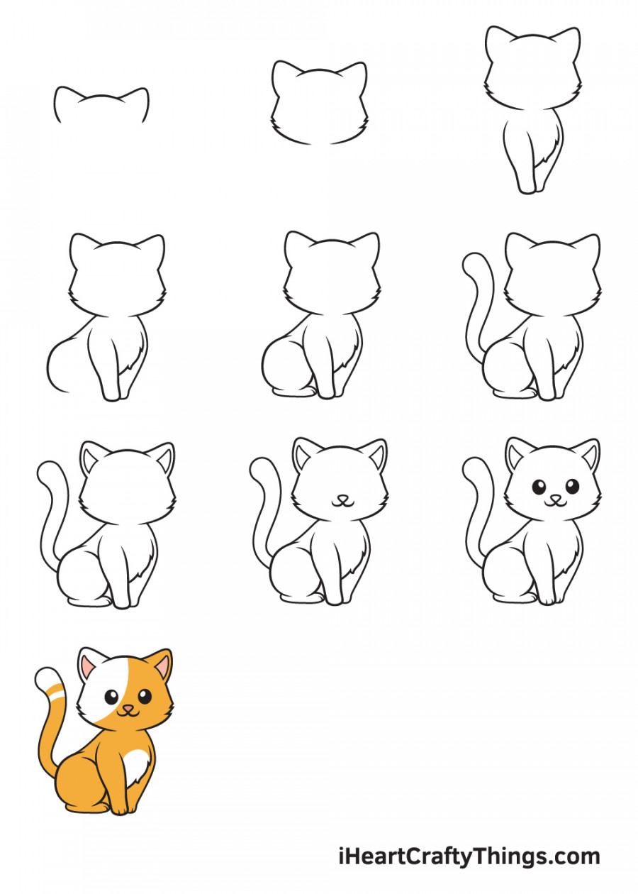 Kitten Drawing - How To Draw A Kitten Step By Step