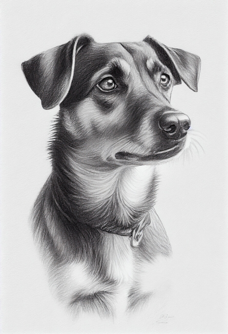 Künstlerische Illustration  Drawing of a portrait of a dog