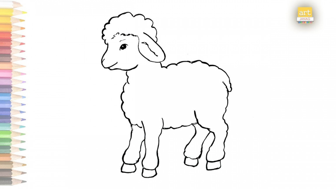 Lamb outline drawing / How to draw A Sheep drawing for kids / #artjanag