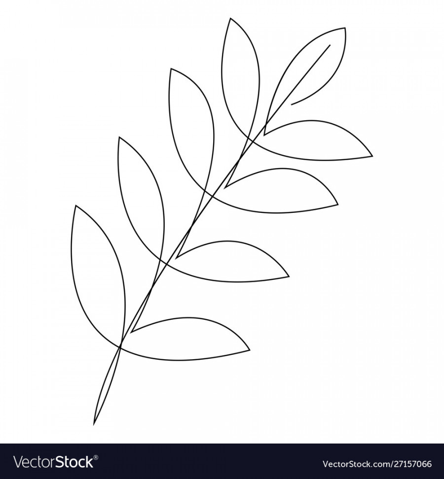 Leaf one line drawing Royalty Free Vector Image