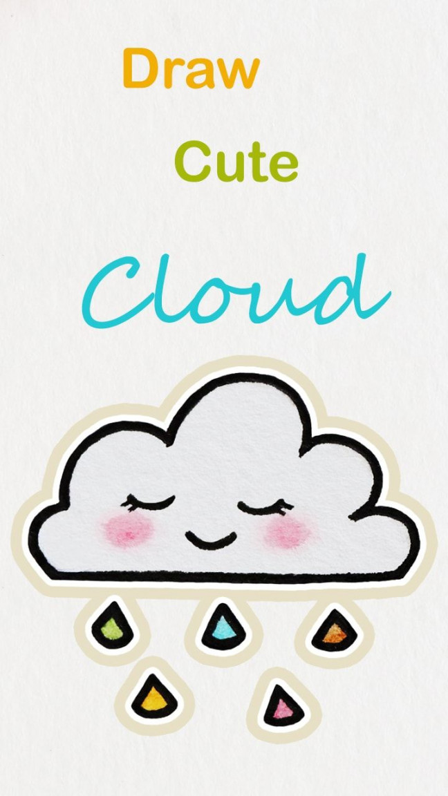 Learn how to draw so cute cloud, easy step by step kawaii tutorial