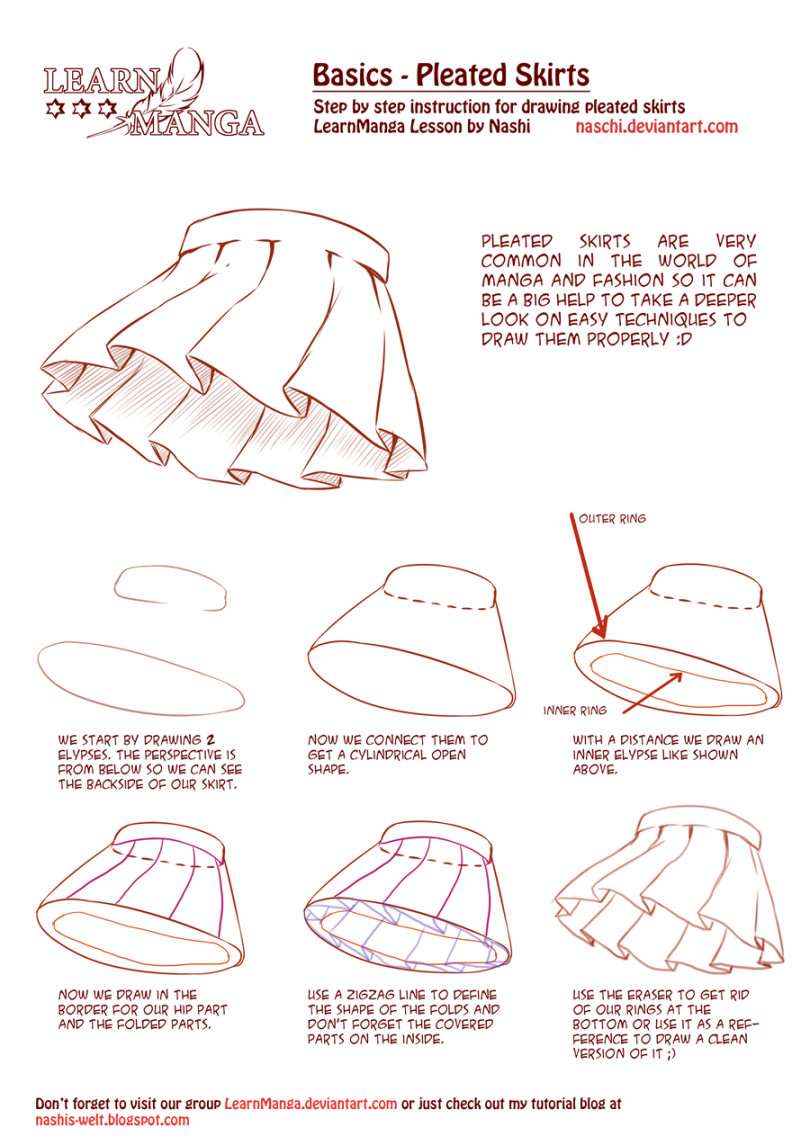 Learn Manga Basics: Pleated Skirts by Naschi on DeviantArt