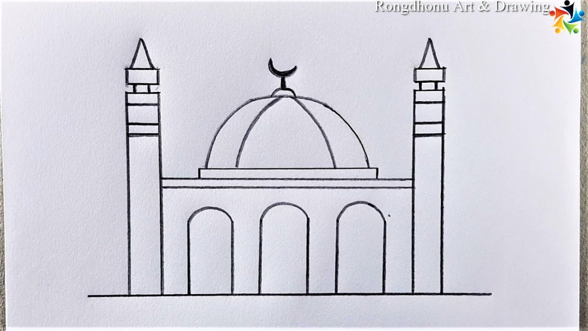 Learn to draw mosque easily  Masjid Drawing Easy  Pencil Art