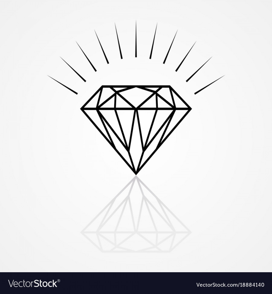 Line art of a diamond Royalty Free Vector Image