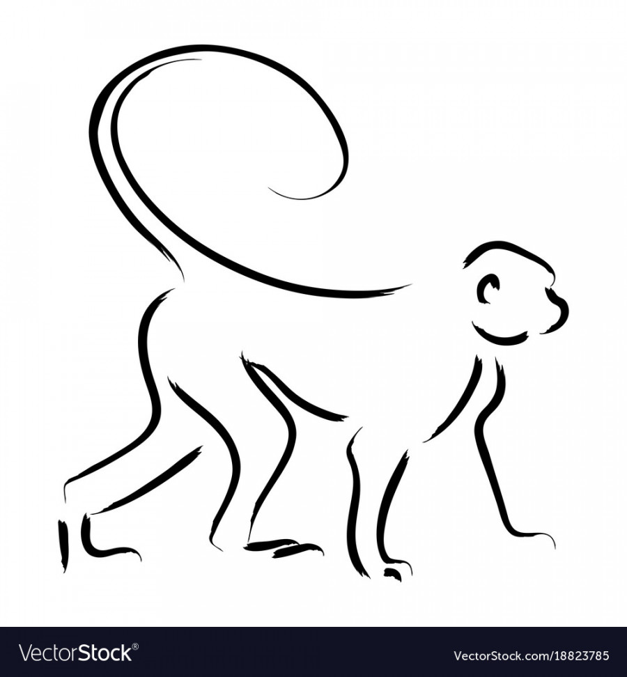 Line art of a monkey Royalty Free Vector Image