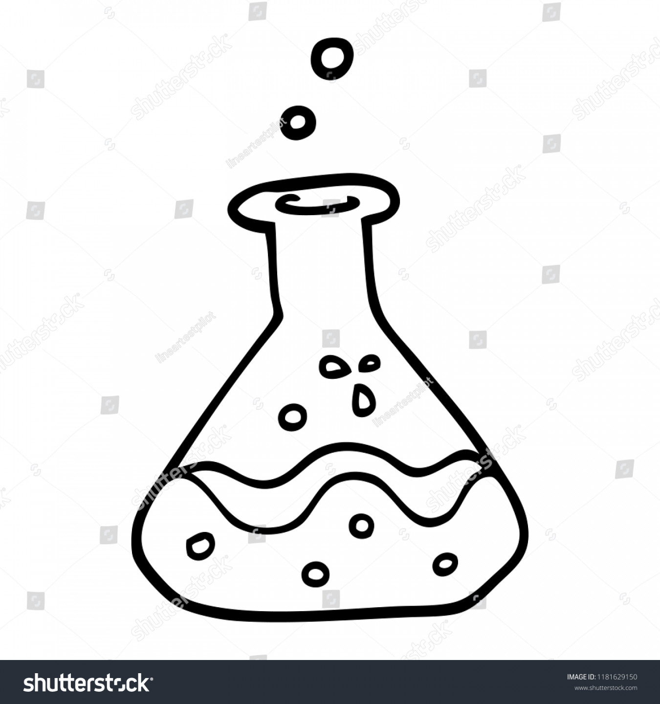 Line Drawing Cartoon Chemical Bottles Stock Illustration