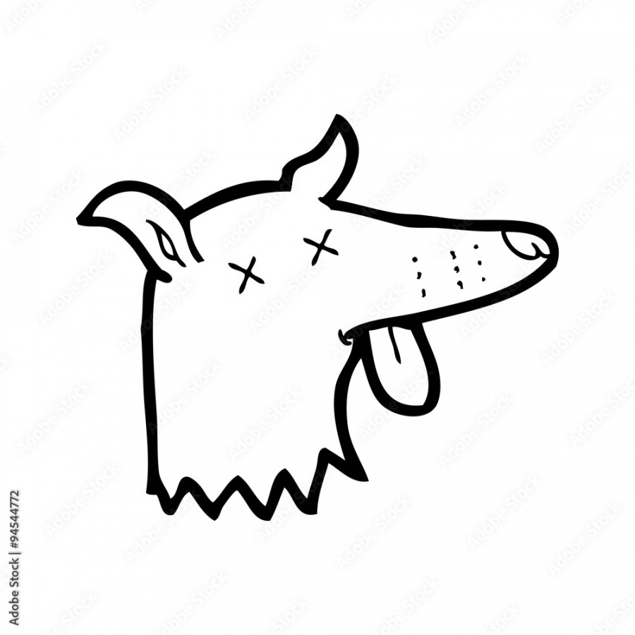 line drawing cartoon dead dog face Stock-Vektorgrafik  Adobe Stock