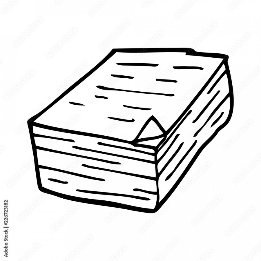 line drawing cartoon pile of paper Stock-Vektorgrafik  Adobe Stock