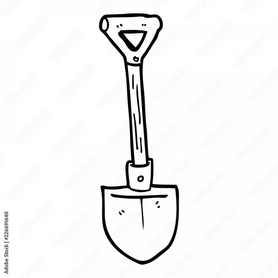 line drawing cartoon shovel Stock-Vektorgrafik  Adobe Stock