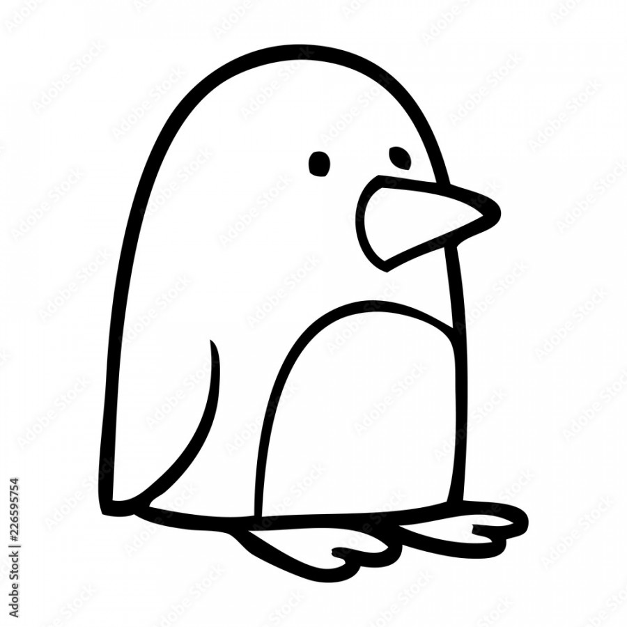 line drawing cartoon small penguin Stock-Vektorgrafik  Adobe Stock