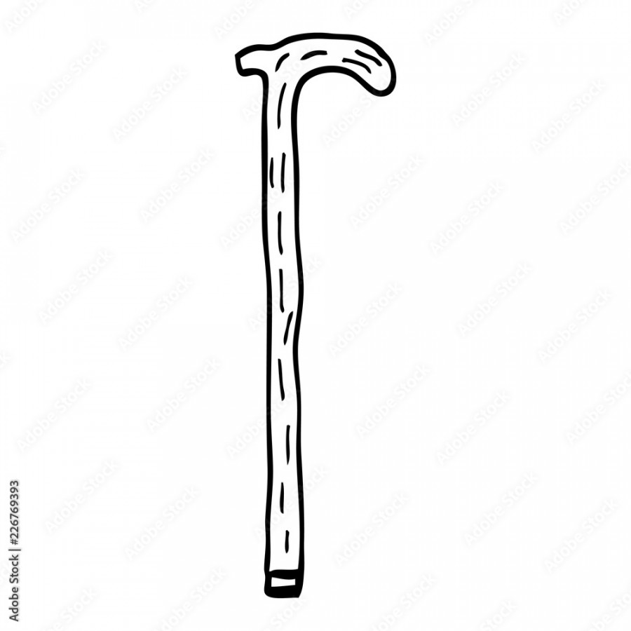 line drawing cartoon walking stick Stock-Vektorgrafik  Adobe Stock