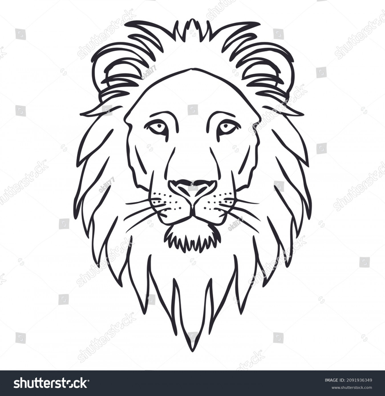 Lion Head Outline Illustration Vector Stock Vector (Royalty Free