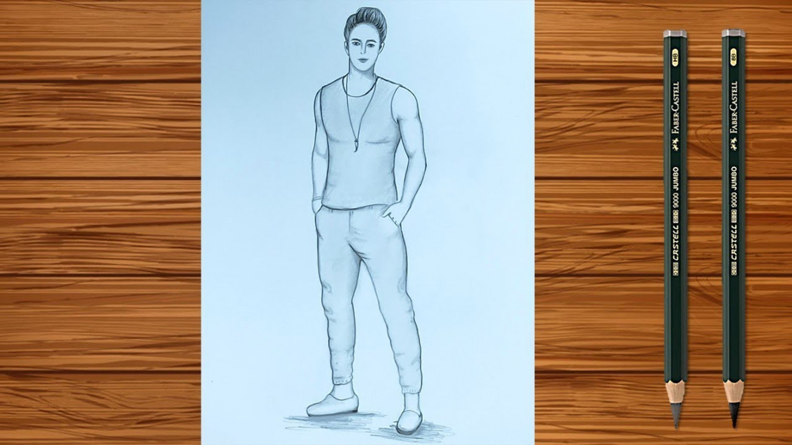 Man drawing full body  Pencil sketch  CamBright #