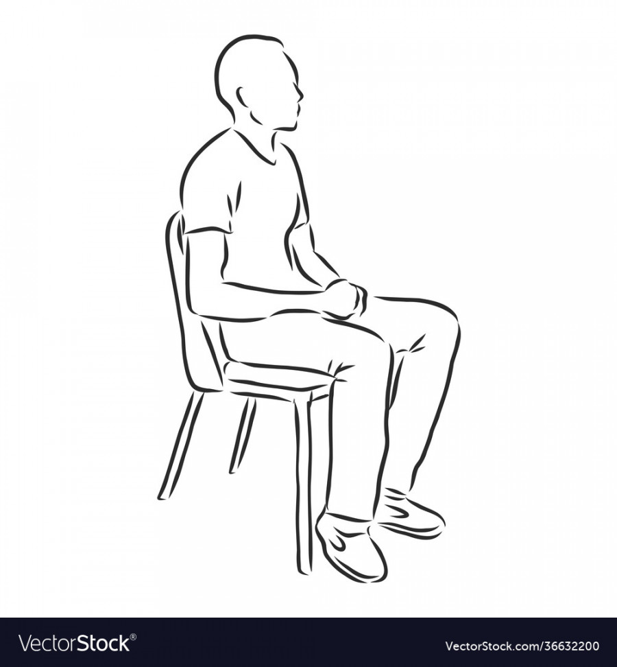 Man sitting on a chair sketch Royalty Free Vector Image