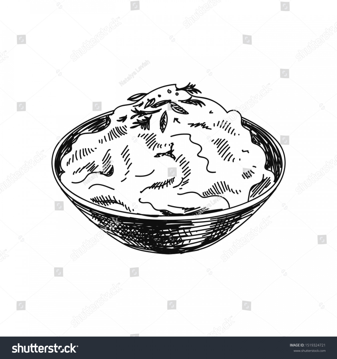 Mashed Potato Hand Drawn Vector Illustration Stock Vector (Royalty