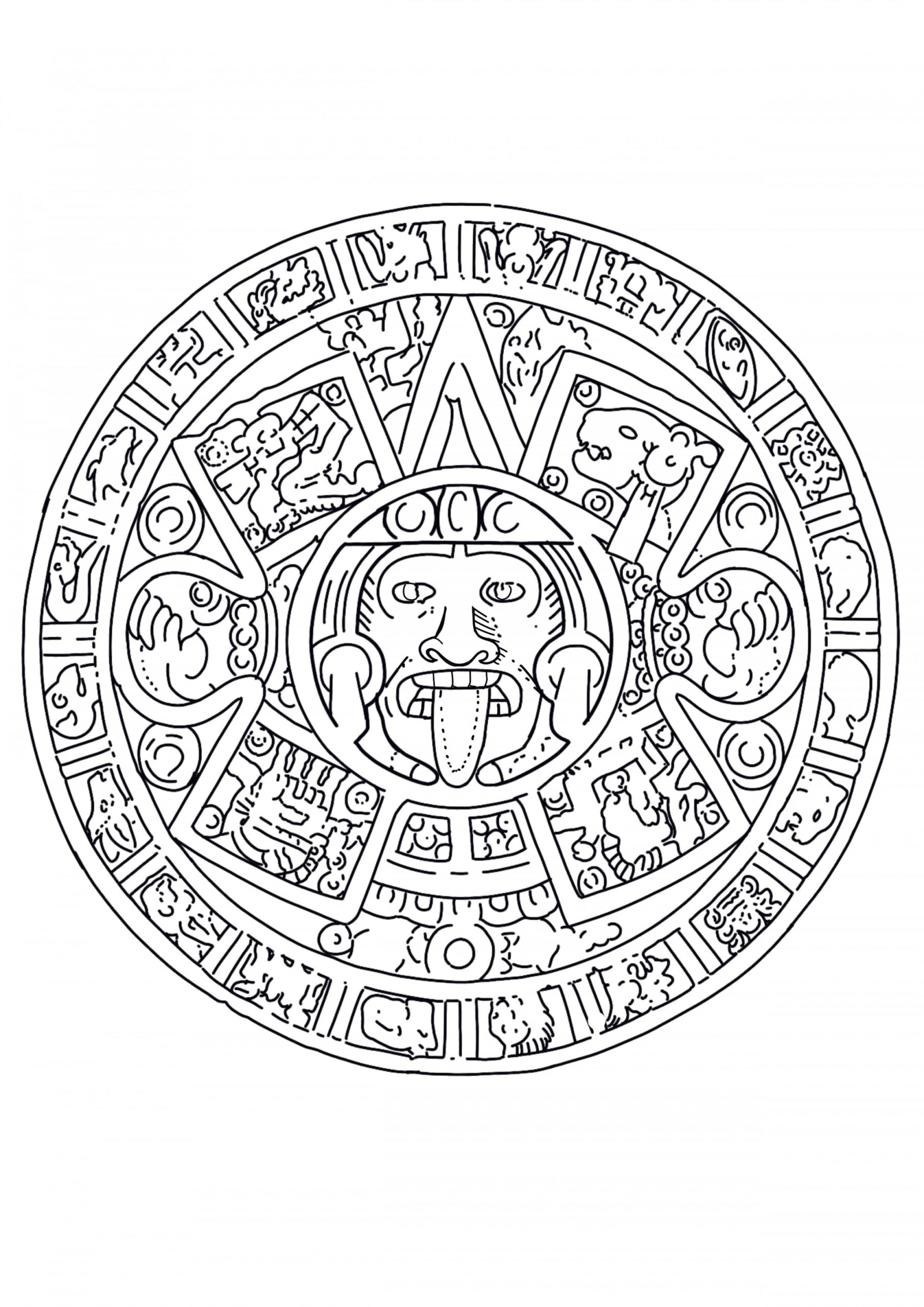 Mayan calendar outline  Mayan calendar, Calendar, Mayan