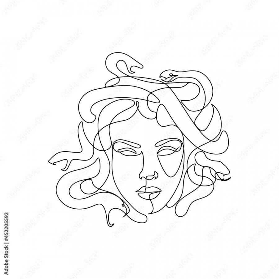 Medusa Head Line Art Vector drawing Stock-Vektorgrafik  Adobe Stock