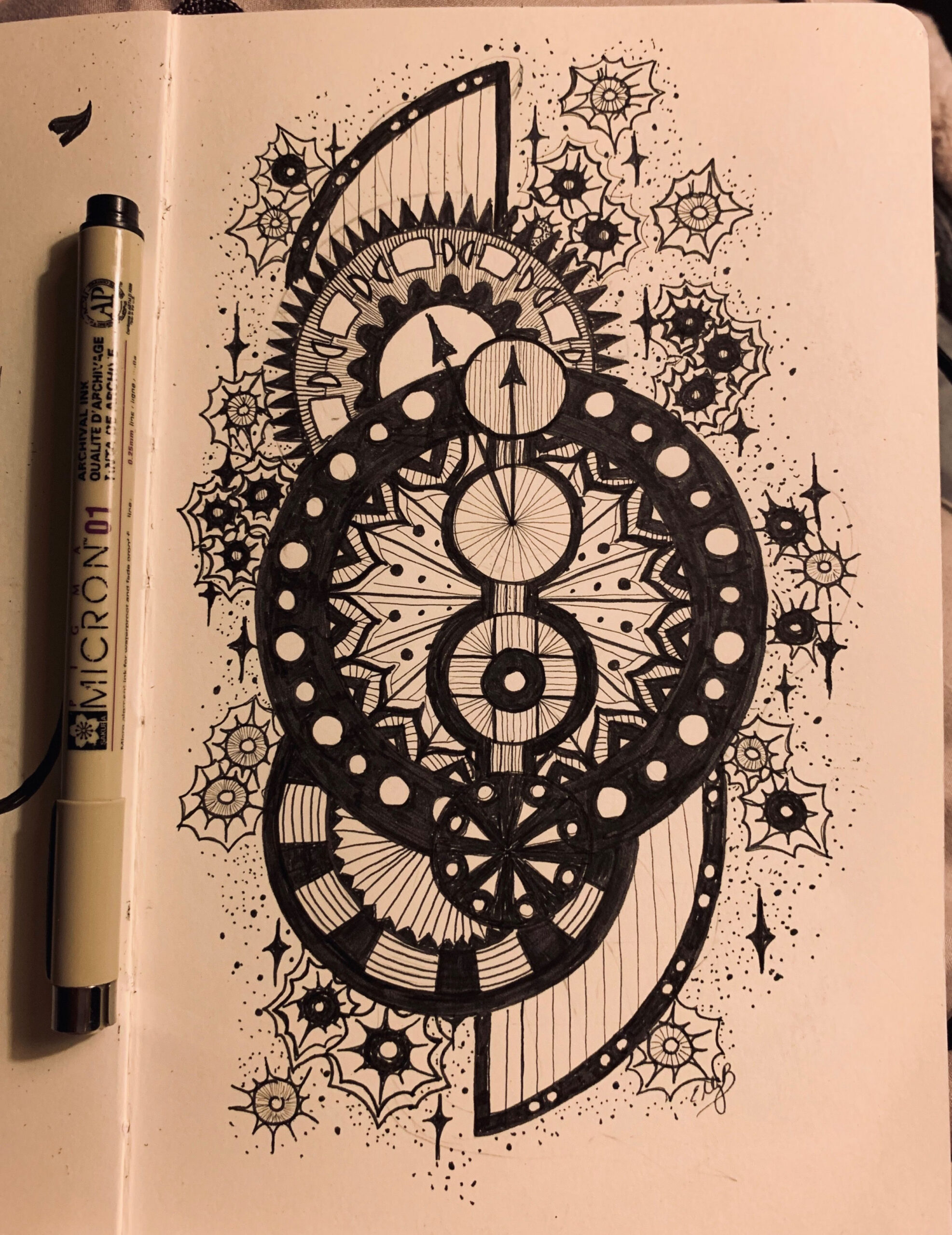 Micron black pen pattern sketch/drawing