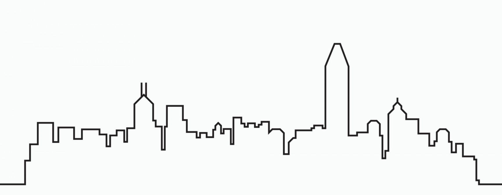 Modern City Skyline outline drawing on white background