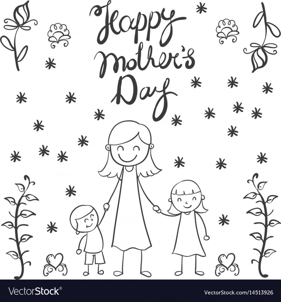 Mother day hand draw card Royalty Free Vector Image