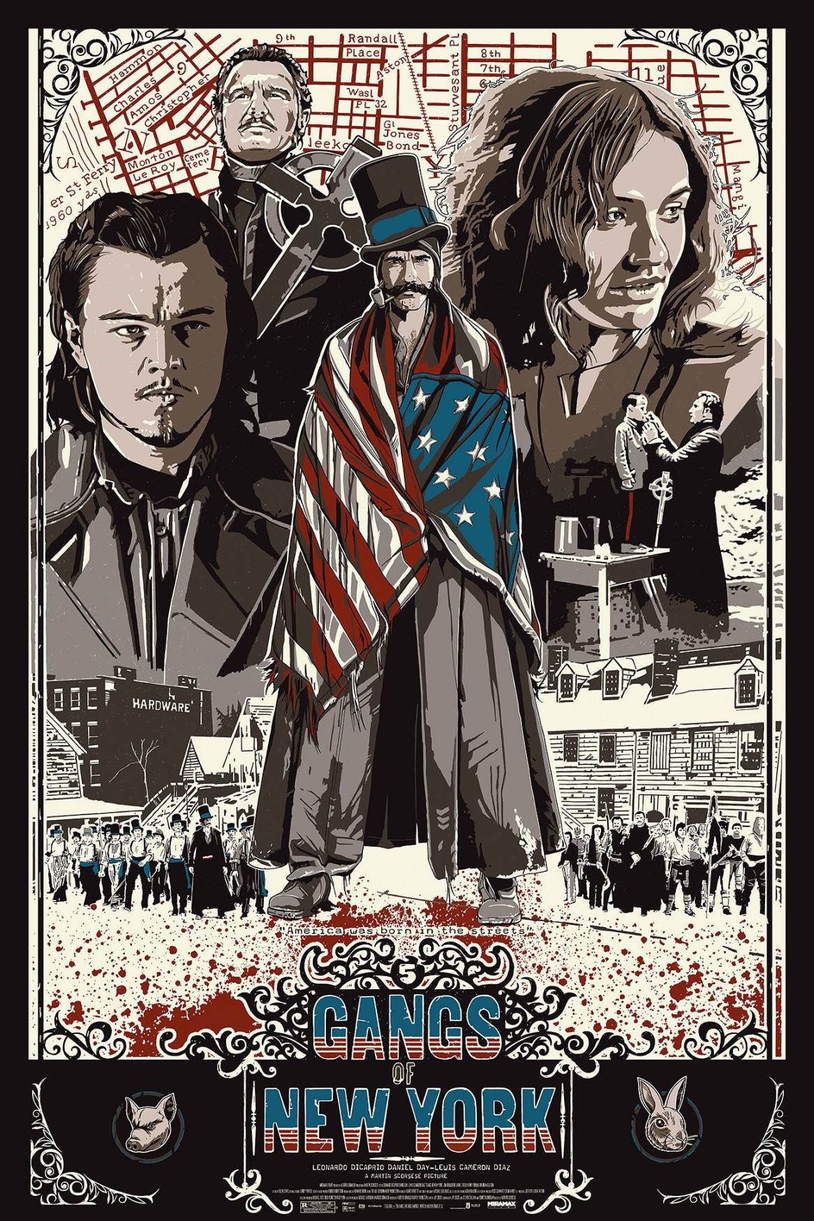 Movie Poster Drawing - Gangs of New York  Pôsteres de filmes