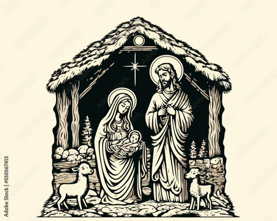 Nativity christian christmas scene