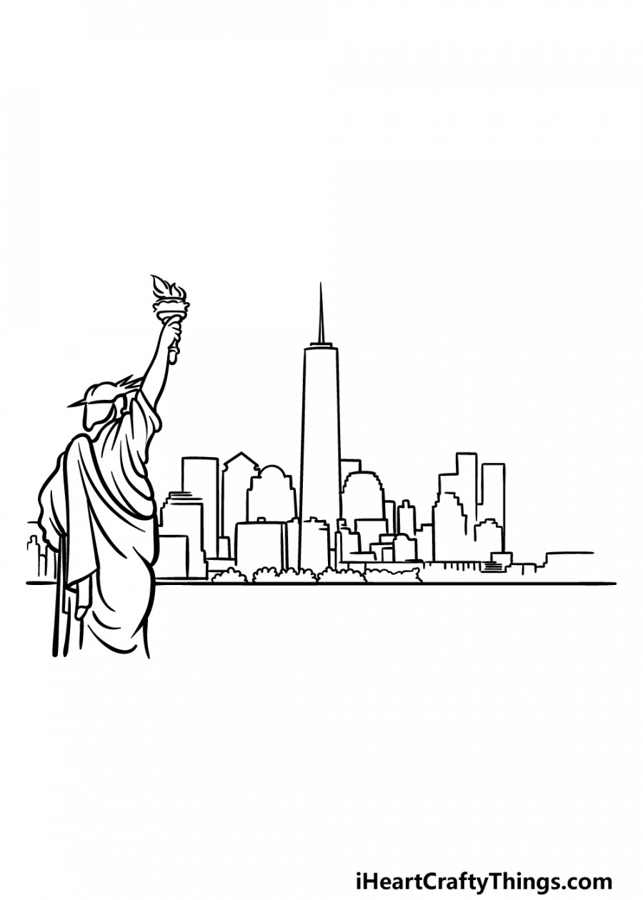 New York Skyline Drawing - How To Draw The New York Skyline Step