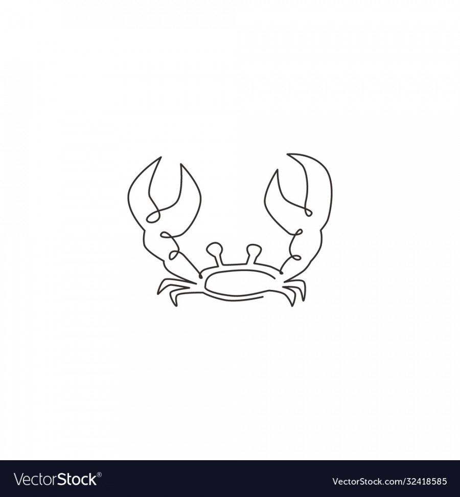 One continuous line drawing cute crab with big Vector Image