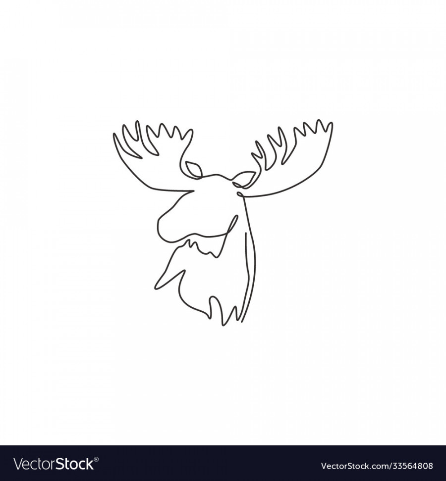 One continuous line drawing gallant moose head Vector Image