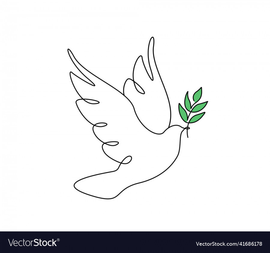 One continuous line drawing of flying dove Vector Image