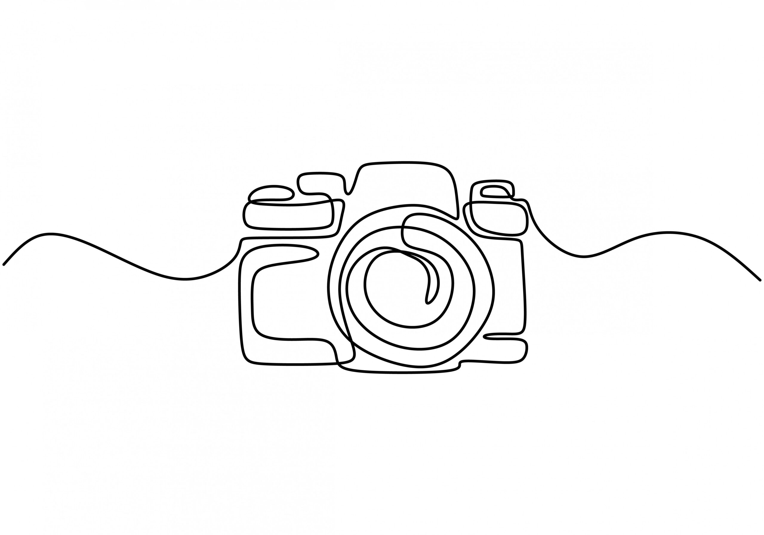 One line drawing of camera linear style