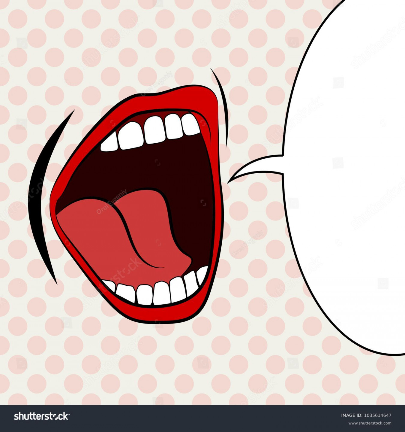 Open Female Mouth Screaming Announcement Empty Stock Vector