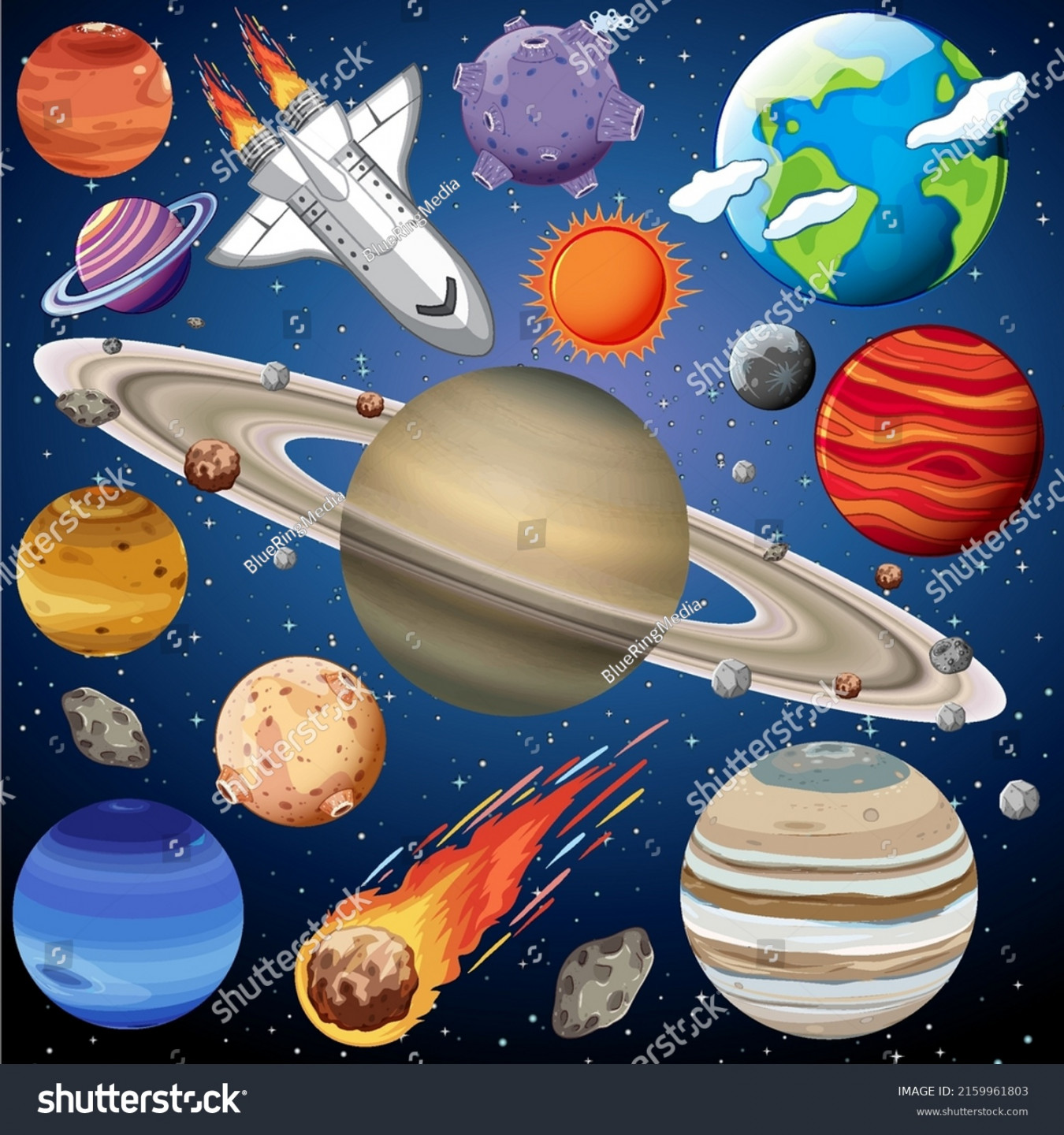 Outer Space Drawings: Over , Royalty-Free Licensable Stock