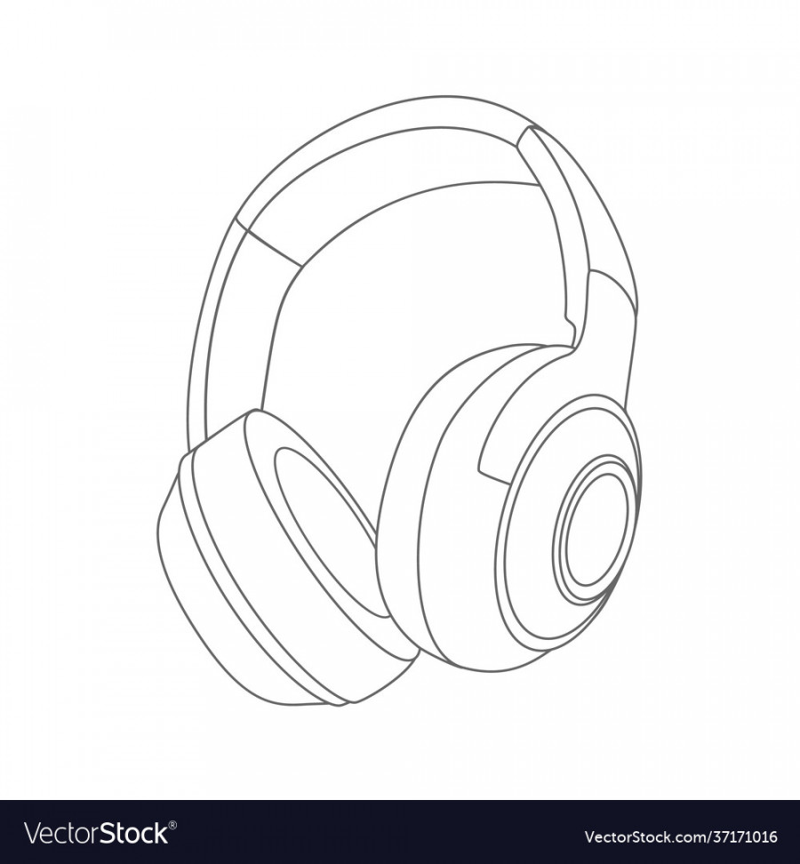 Outline drawing headphones isolated on white Vector Image