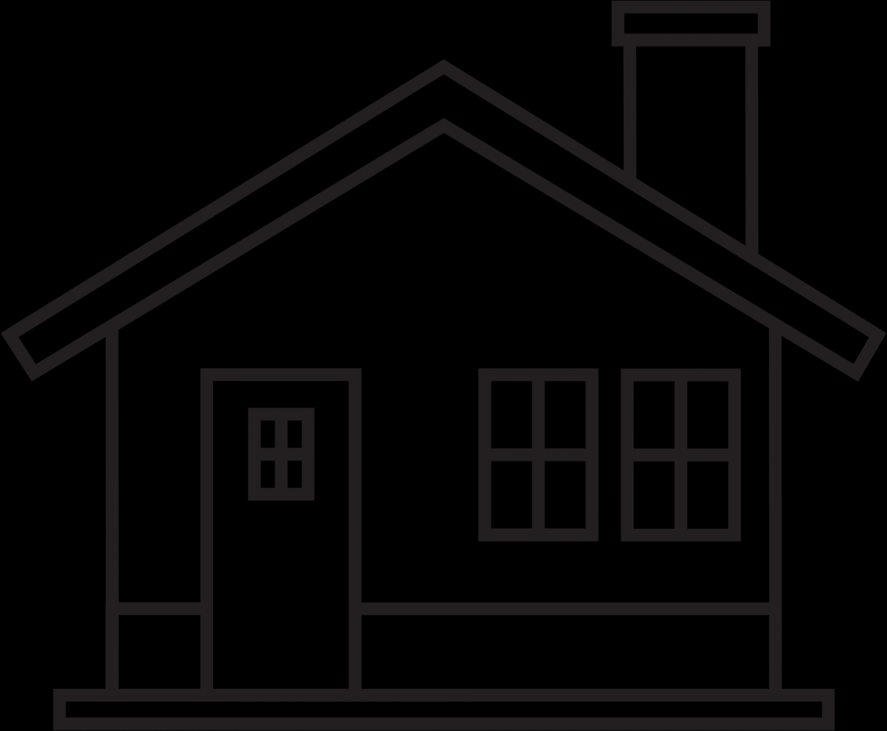 outline drawing house front elevation view