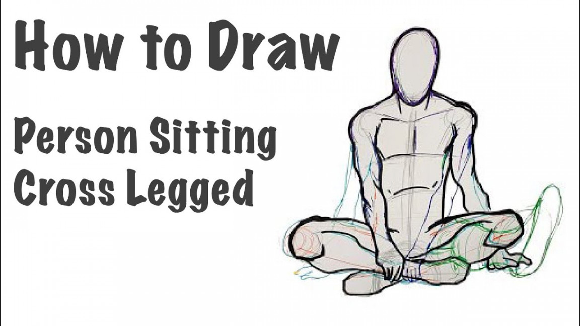 Person Sitting Cross Legged  drawing step by step