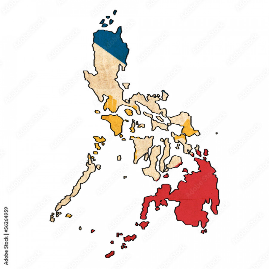 Philippines map on Philippines flag drawing Stock-Illustration