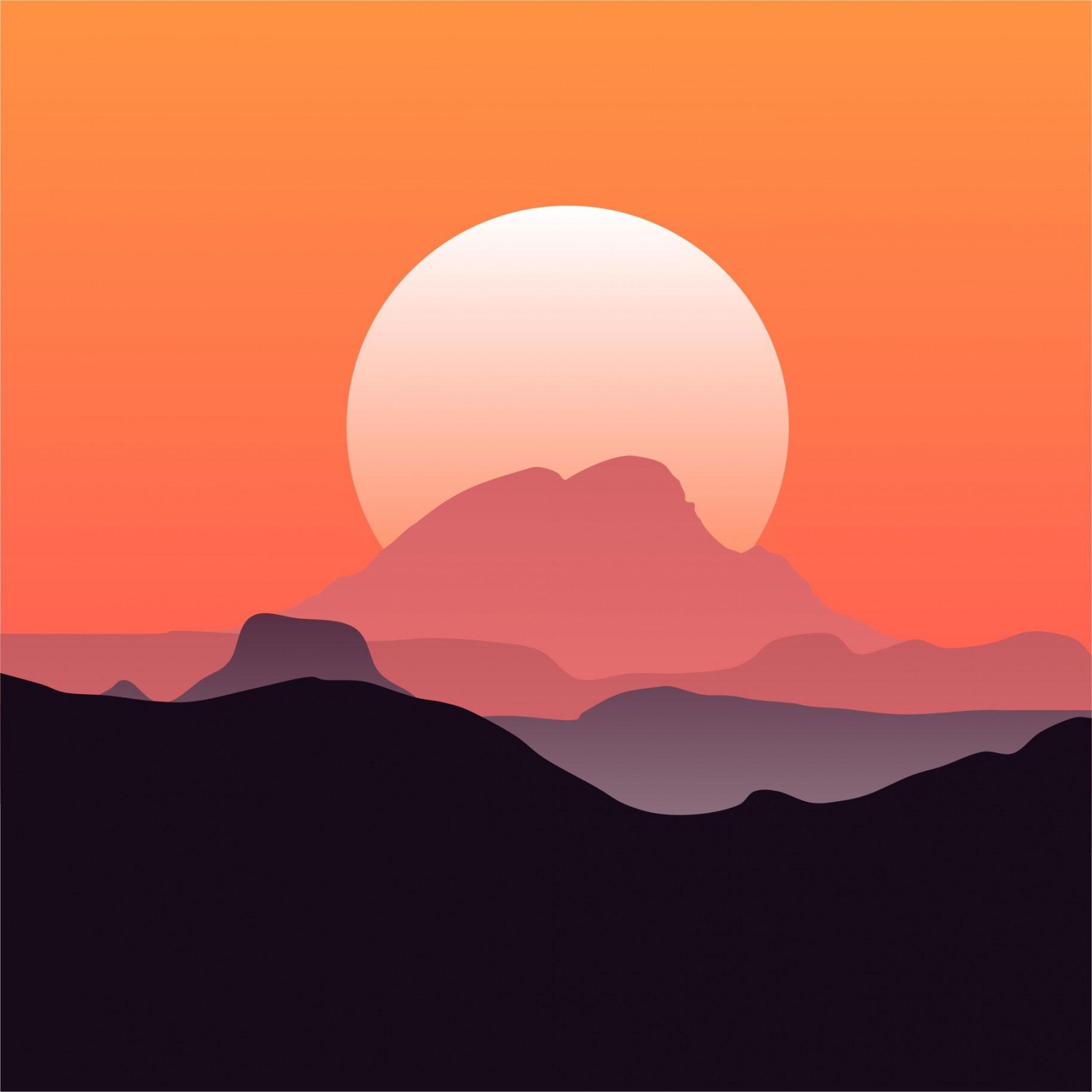 Premium Vector  Background of mountains at sunset  Moonlight