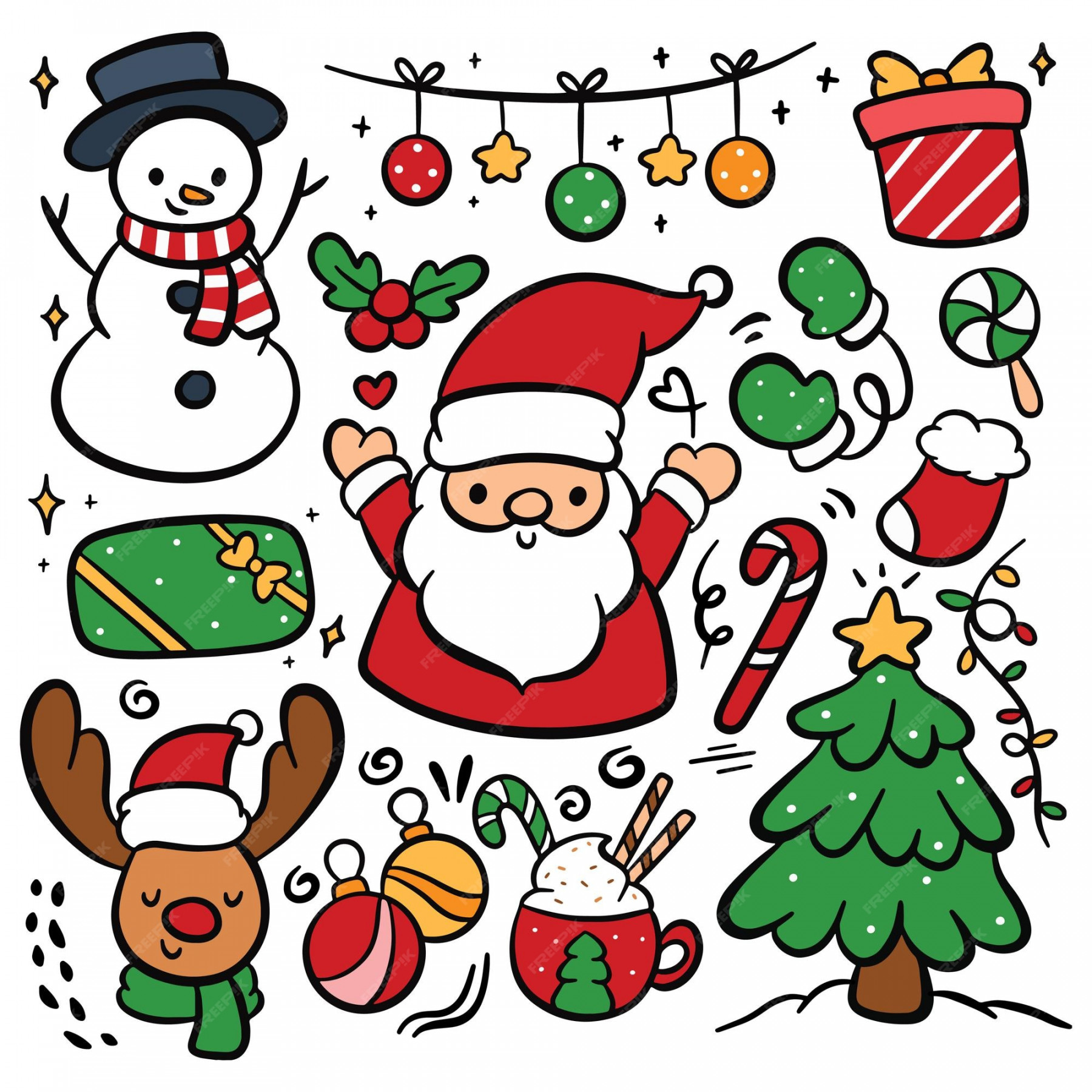 Premium Vector  Christmas cartoon concept hand drawn doodle