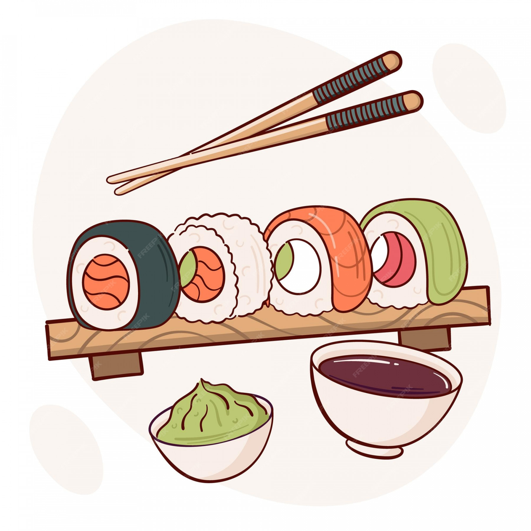 Premium Vector  Draw sushi roll vector illustration japanese