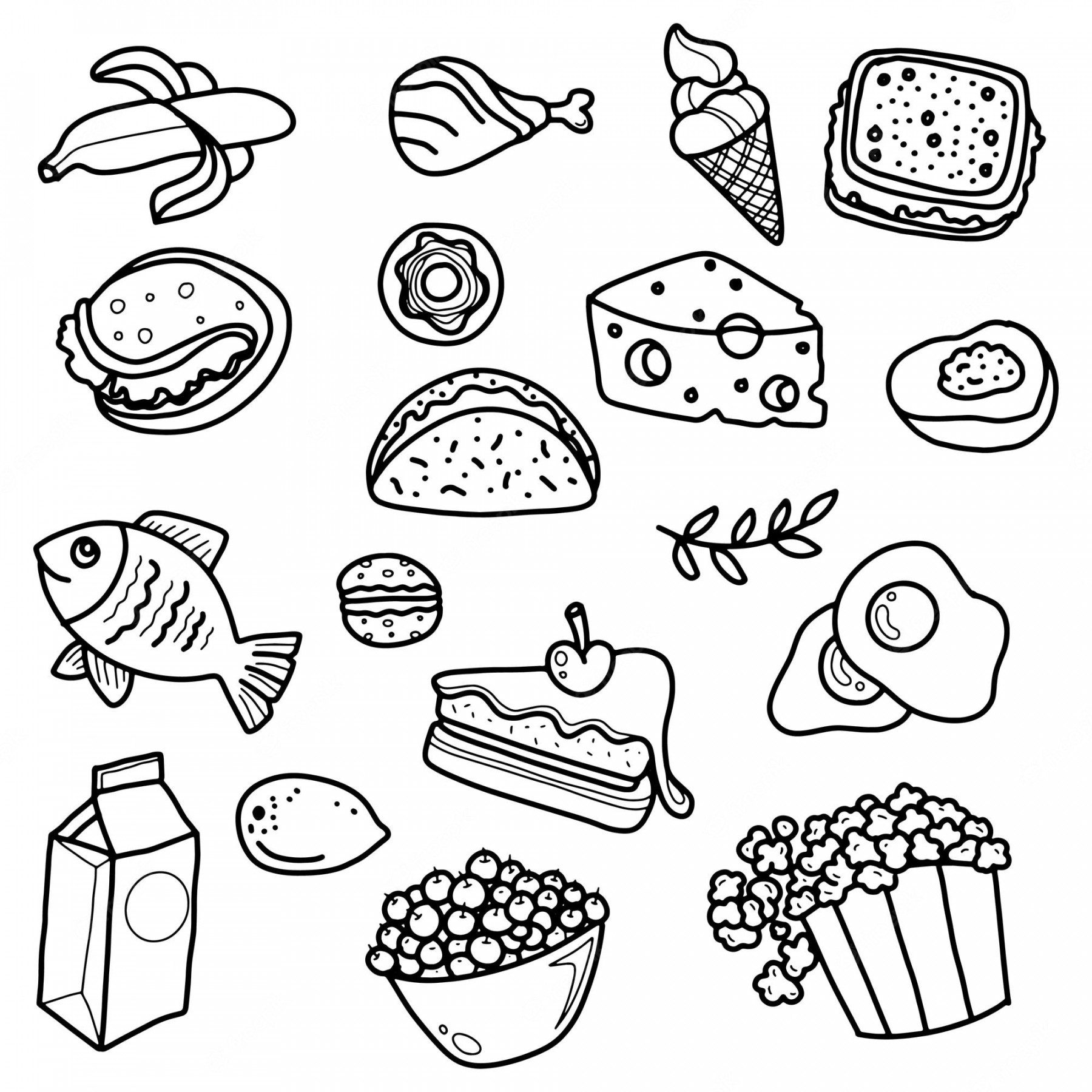 Premium Vector  Fast food doodle icons line art sketch