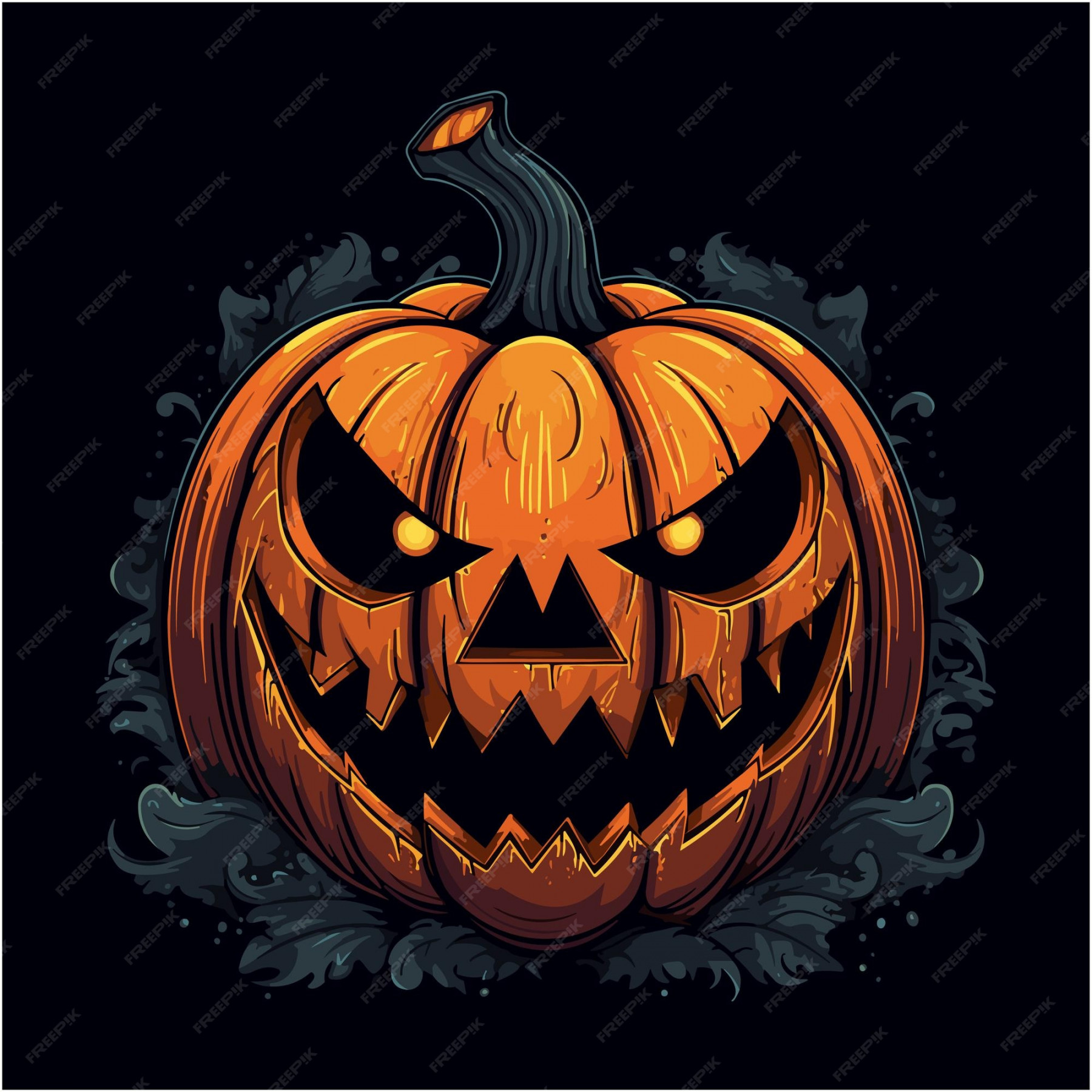 Premium Vector  Hand drawing illustration of scary pumpkin