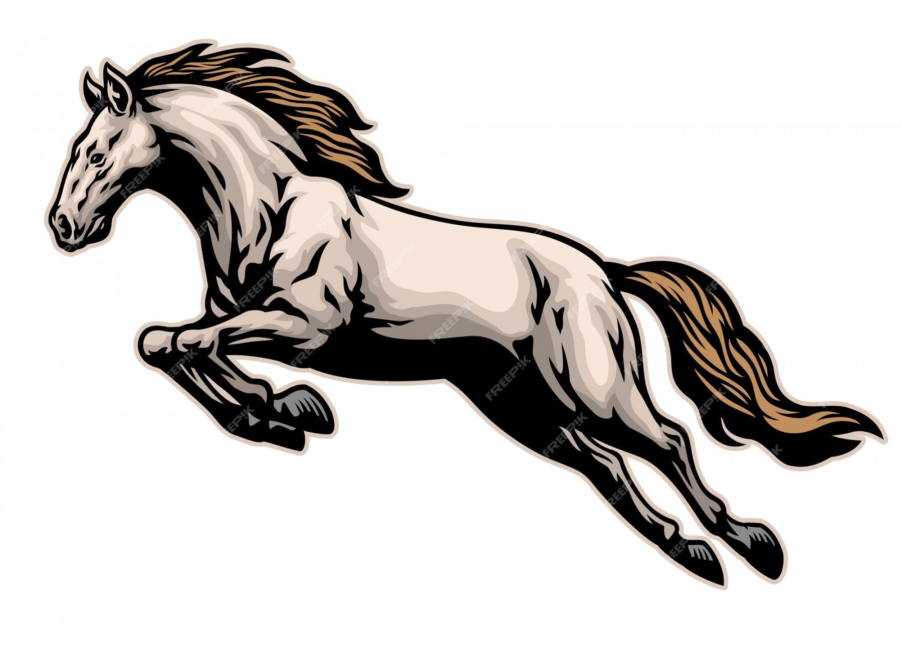 Premium Vector  Hand drawn of running mustang horse