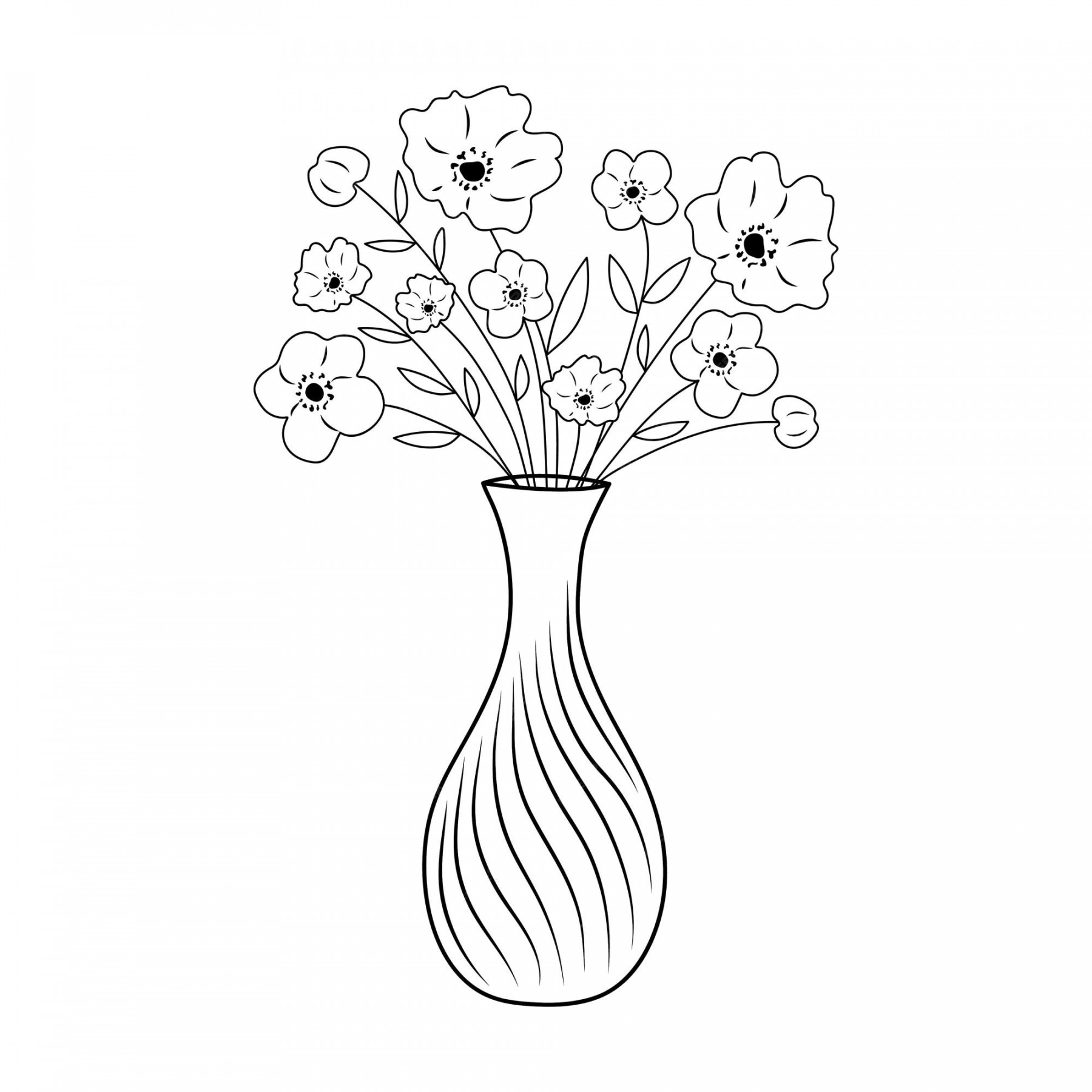 Premium Vector  Vase with flowers hand drawn illustration in