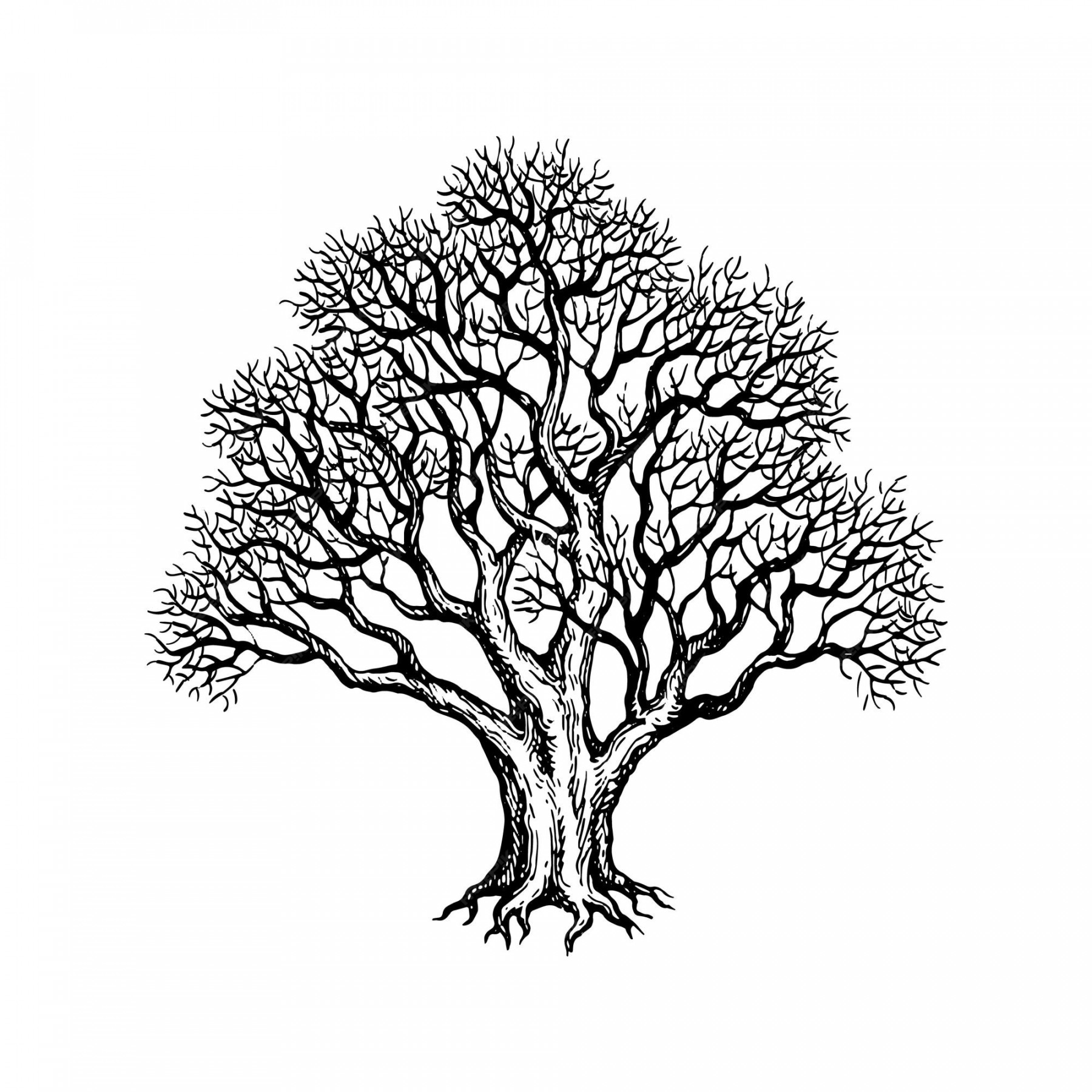 Premium Vector  Withered old yew tree sketch vintage style ink