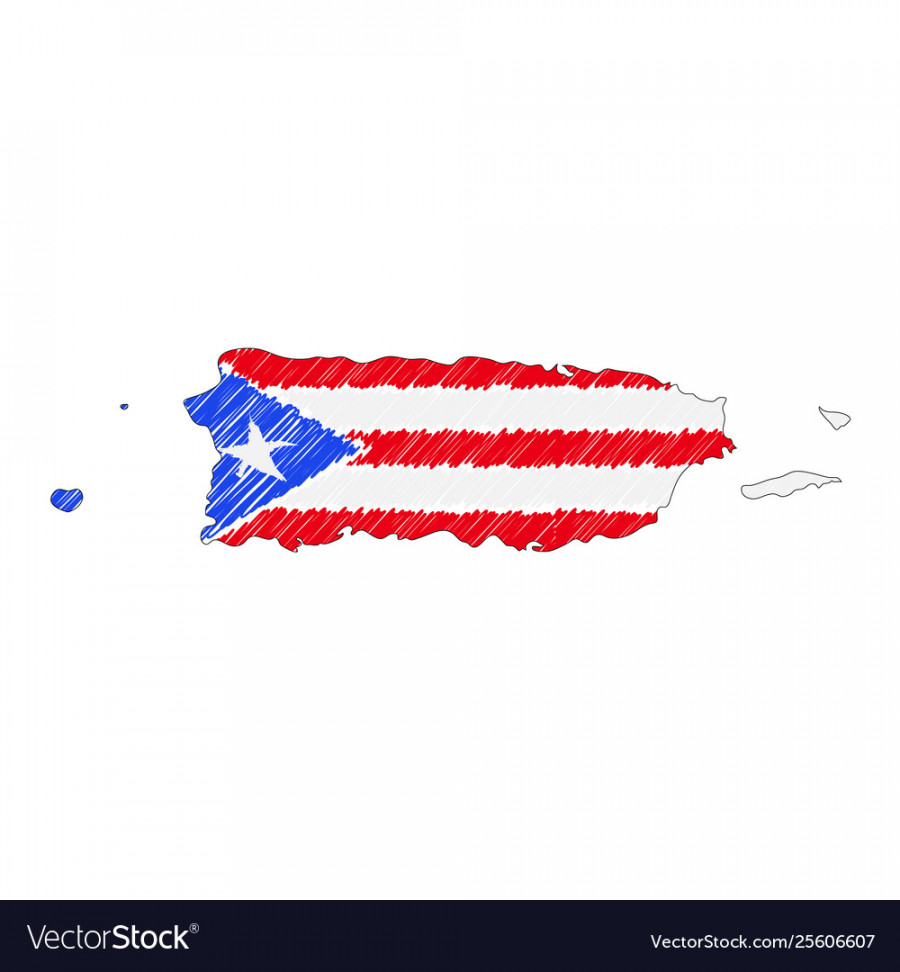 Puerto rico map hand drawn sketch concept Vector Image