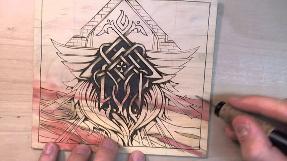 Pyrography (Wood burning) Drawing on Box Elder