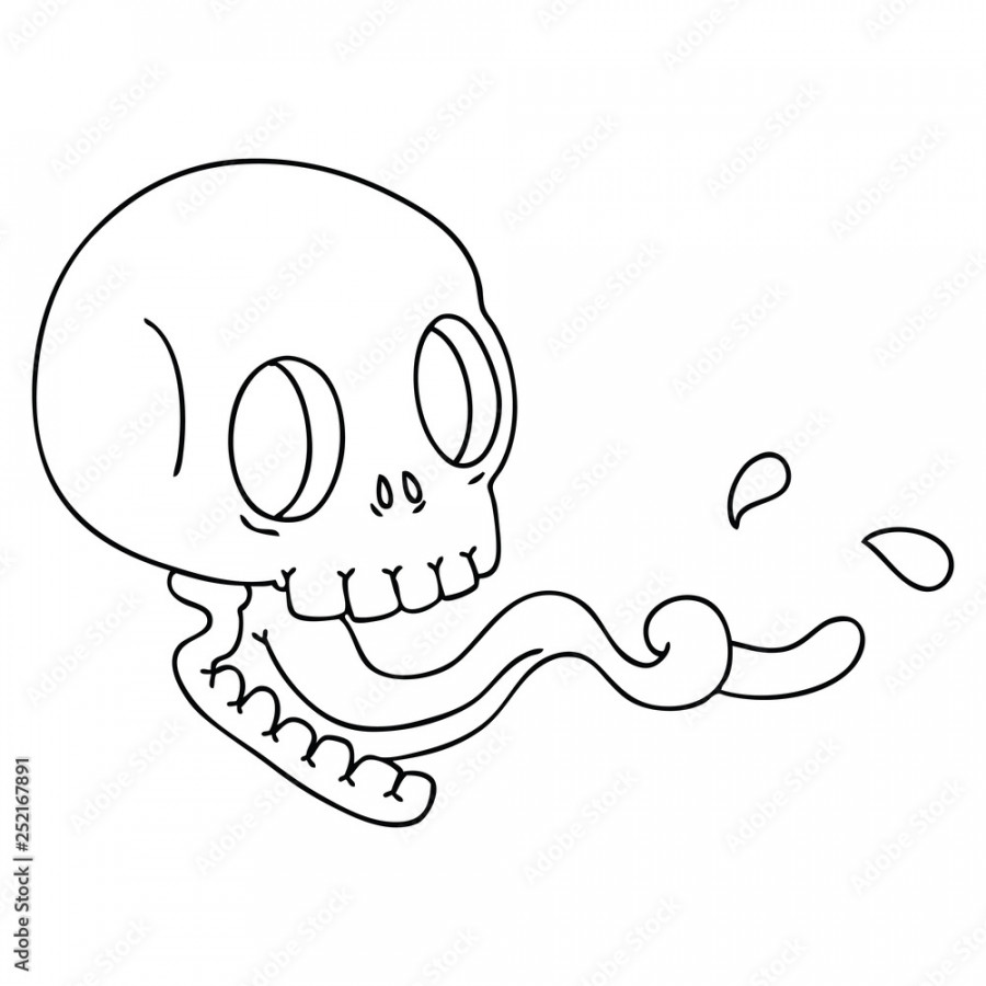 quirky line drawing cartoon skull Stock-Vektorgrafik  Adobe Stock