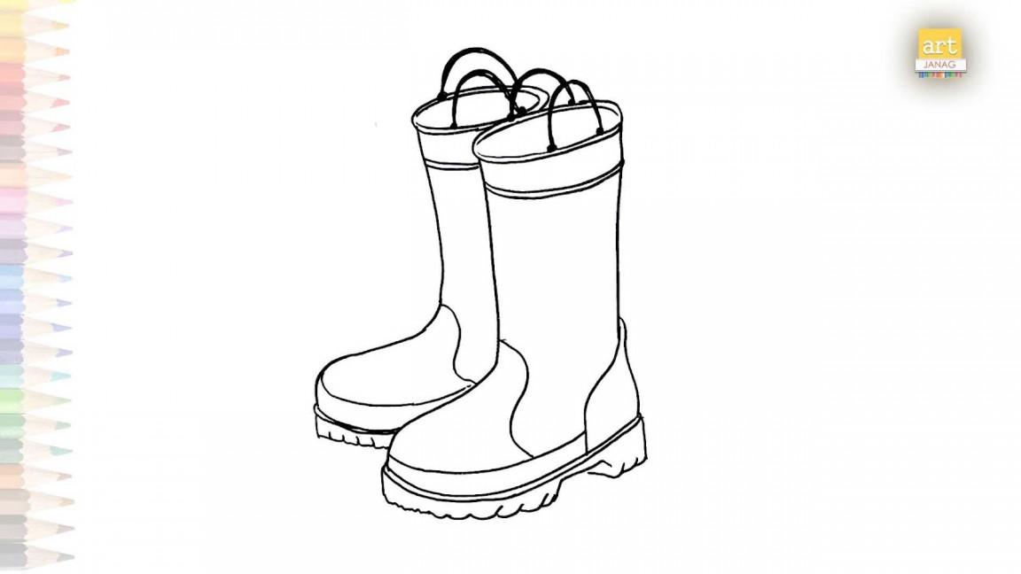 Rain Boots drawing  Boots drawing  How to draw Rain Boots step by step   easy drawings